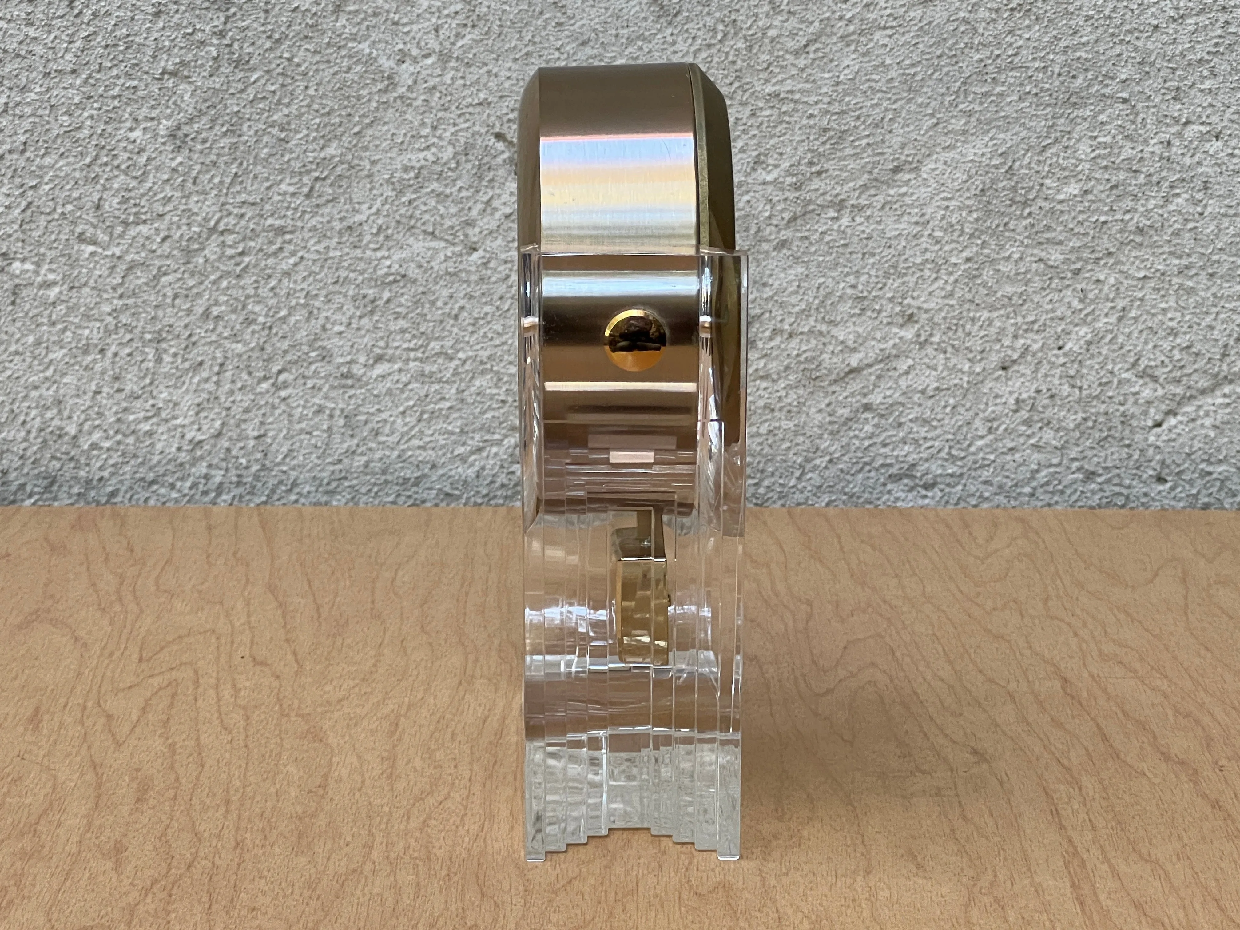 Seiko Neo Deco Lucite Brass Pendulum Table Clock, Memphis Design