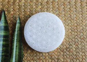 Selenite Flower of Life grid | 4 inch