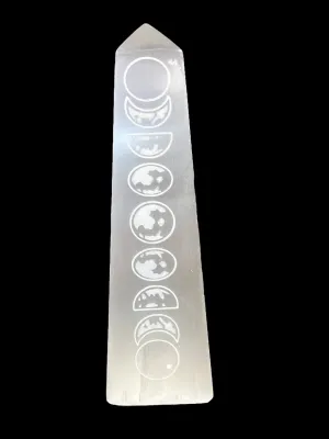 Selenite Tower - Moon Phase - 6 inches