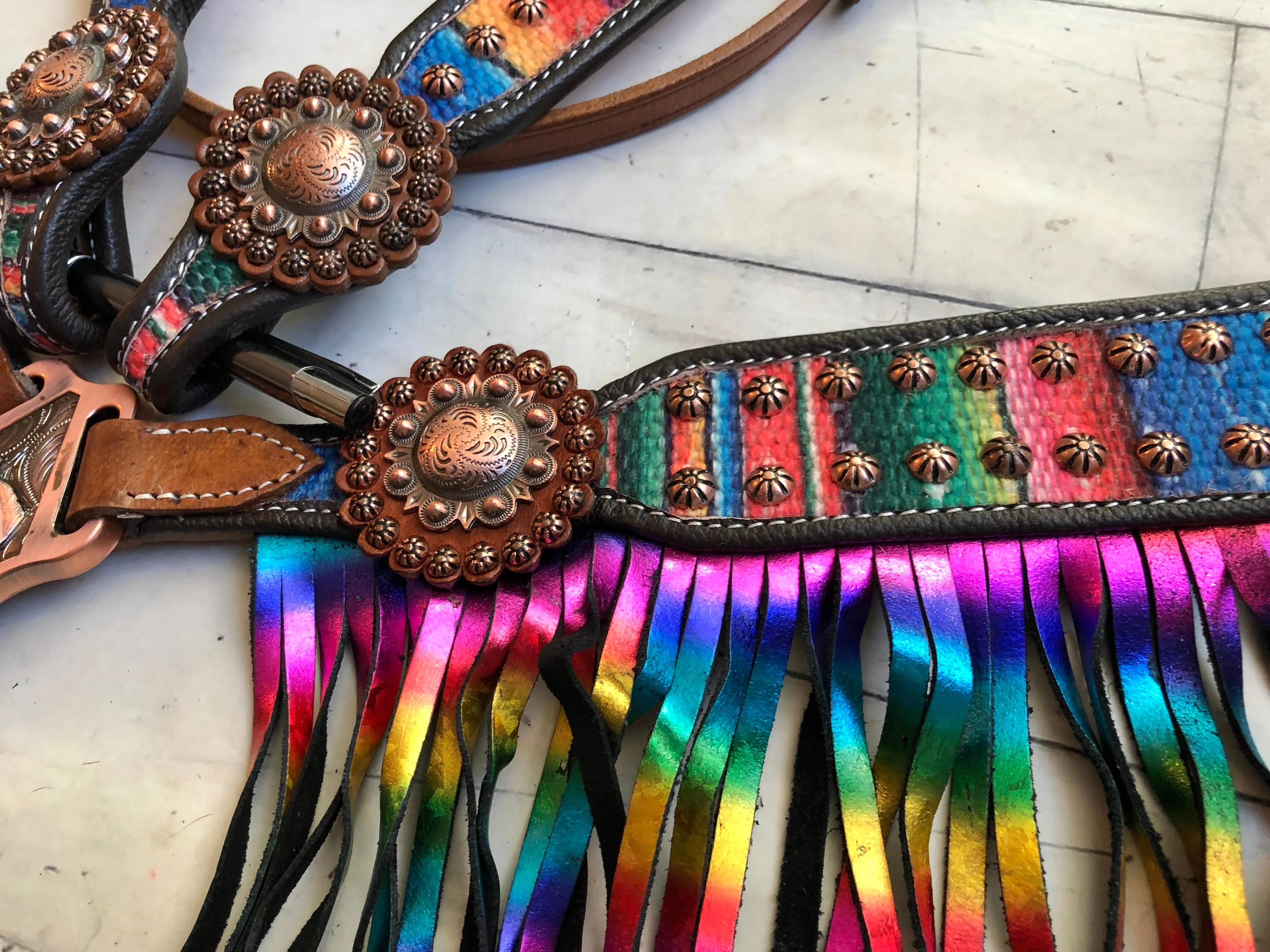 Serape Rainbow Fringe Tack Set