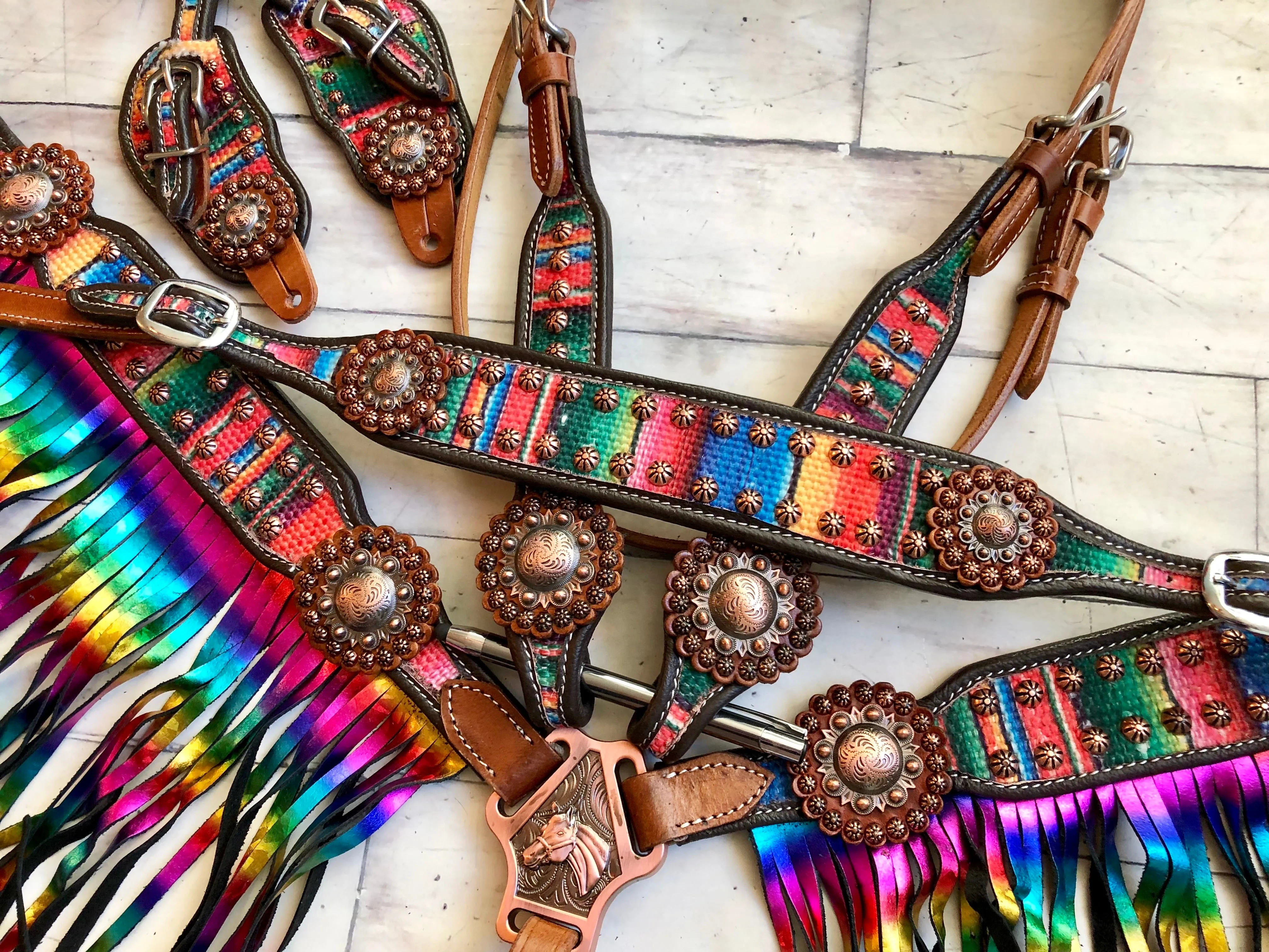 Serape Rainbow Fringe Tack Set