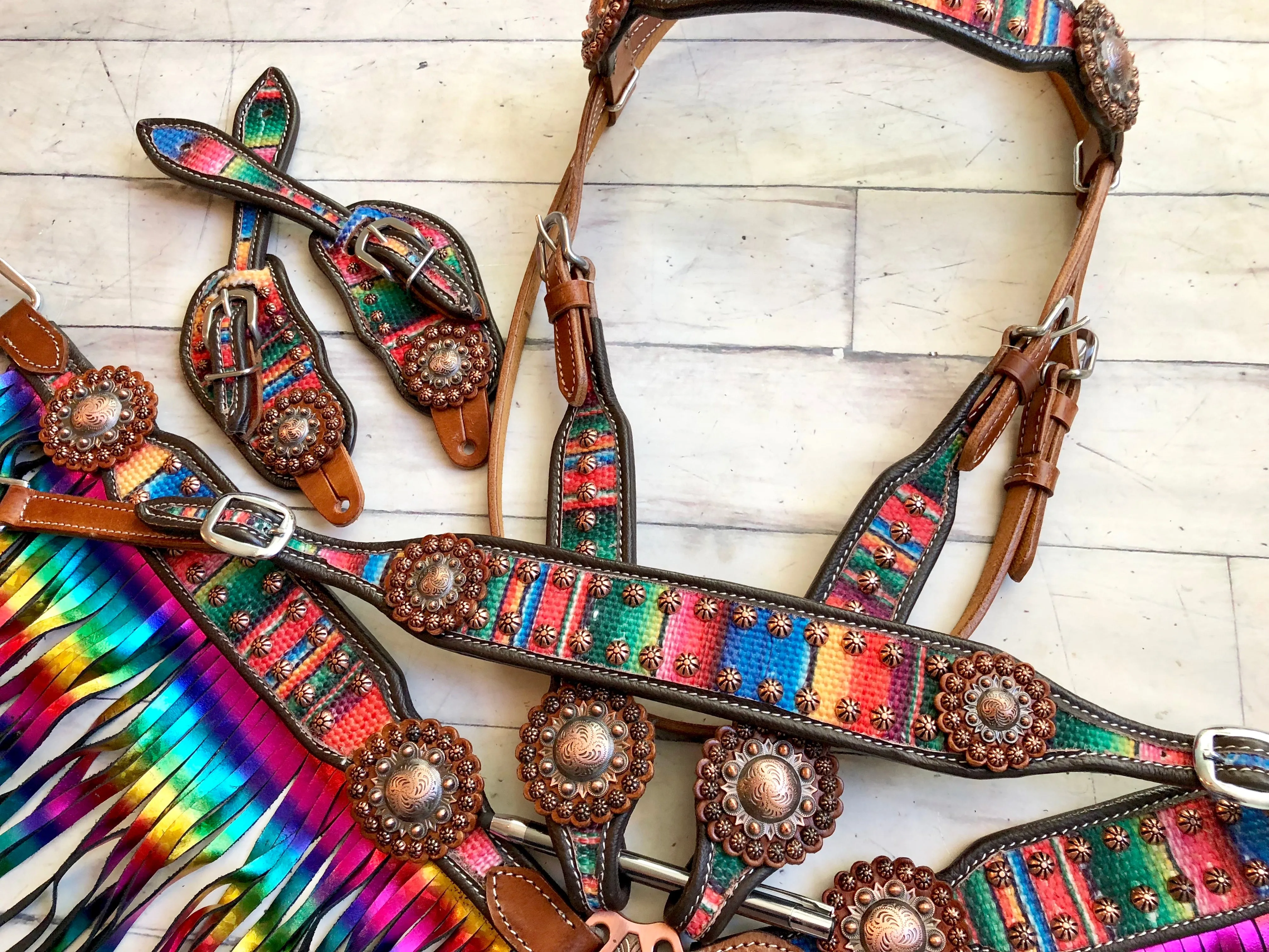 Serape Rainbow Fringe Tack Set