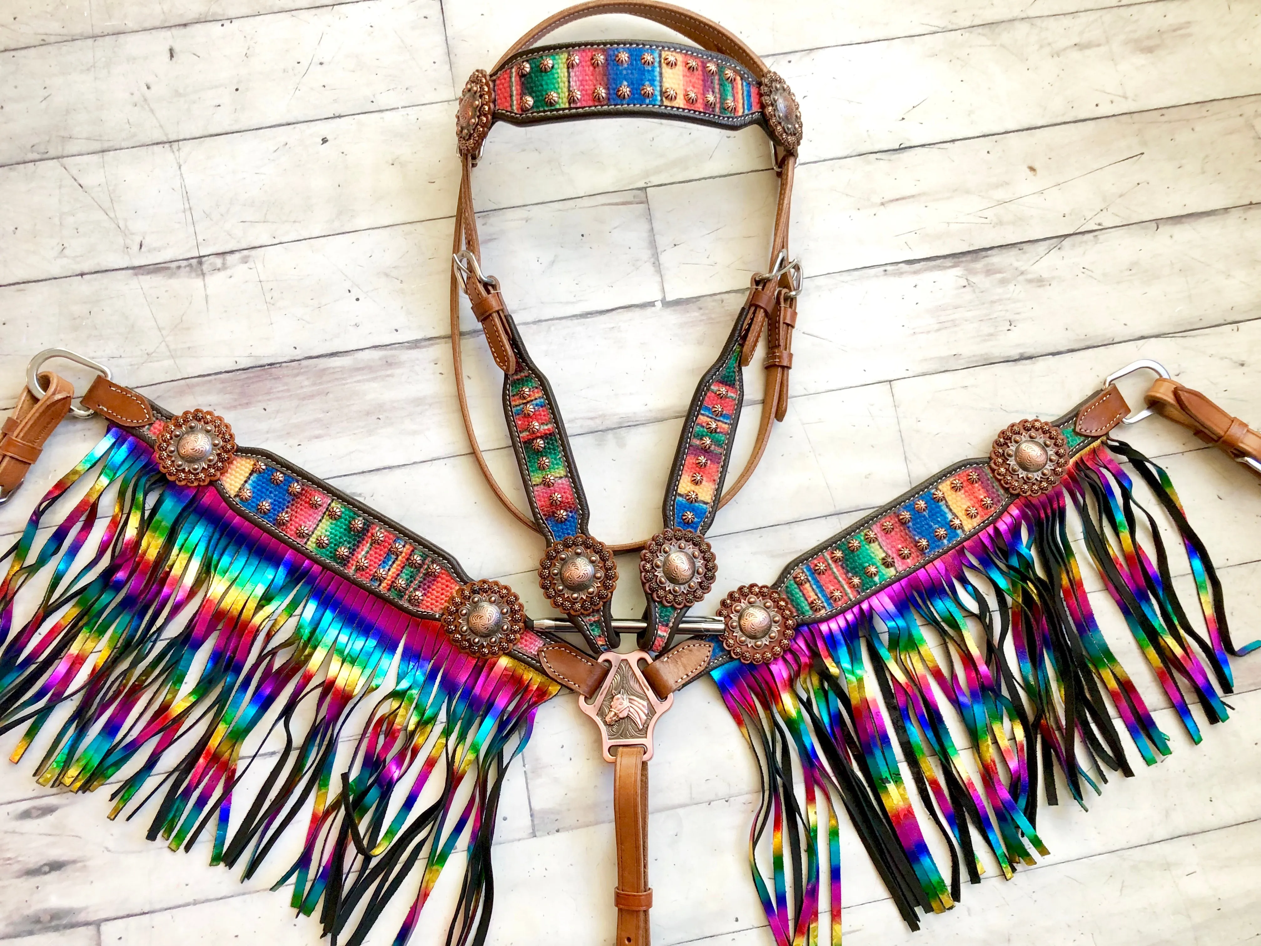 Serape Rainbow Fringe Tack Set