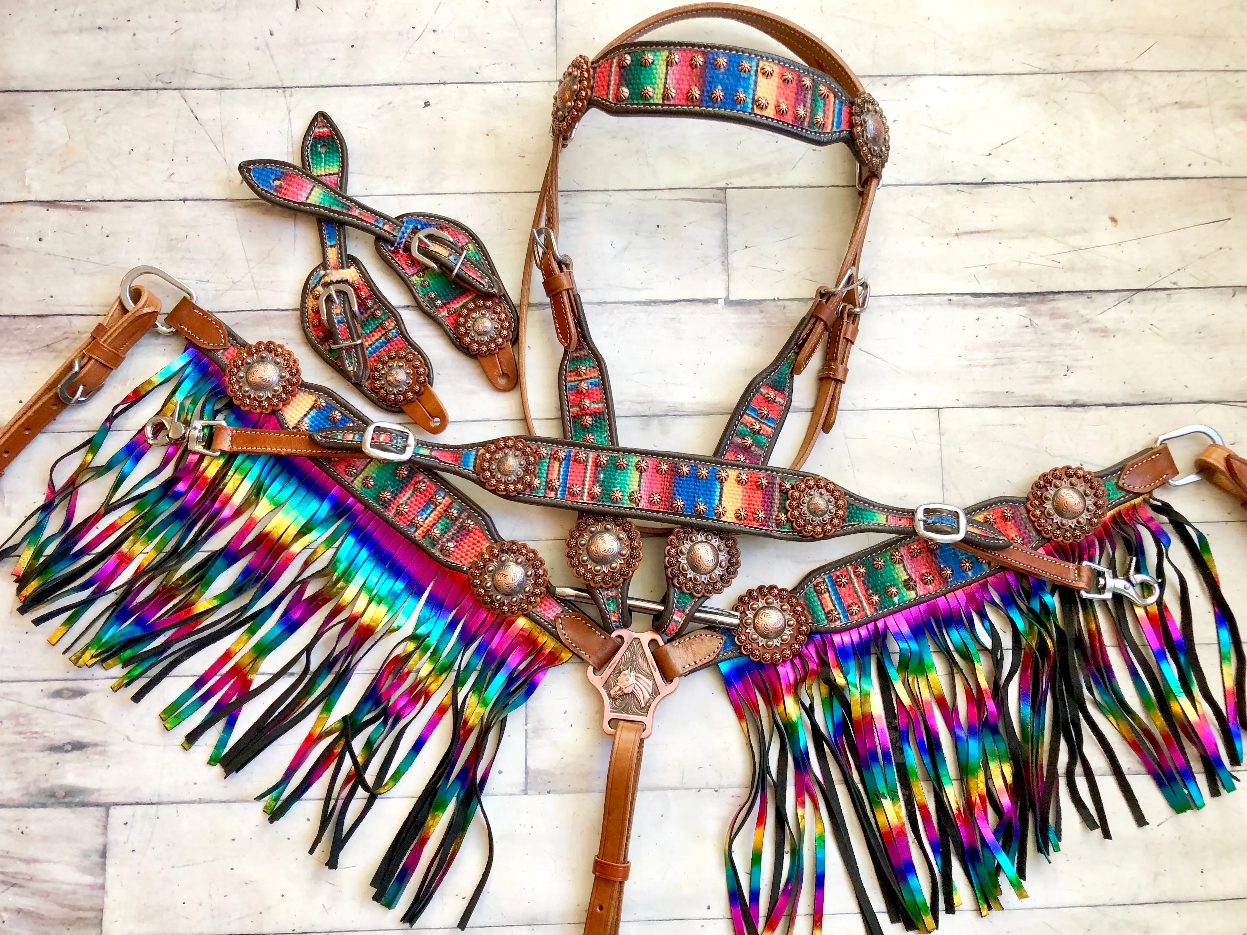 Serape Rainbow Fringe Tack Set