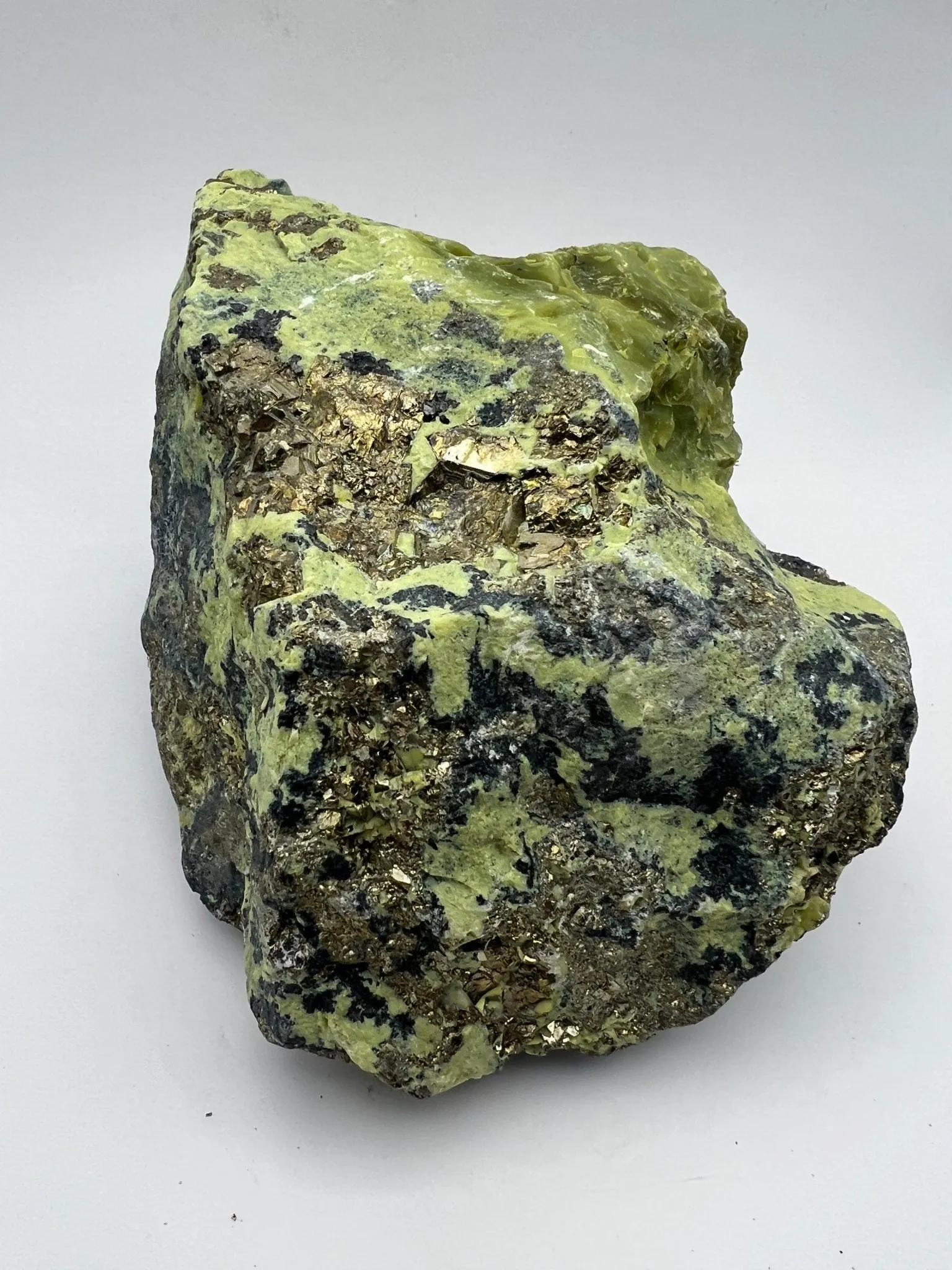 Serpentine with Lodestone and Pyrite - Rough