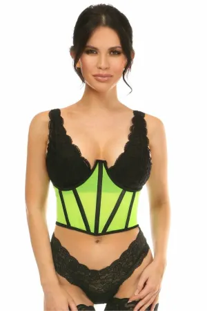 Sexy Neon Green Mesh Open Cup Waist Cincher