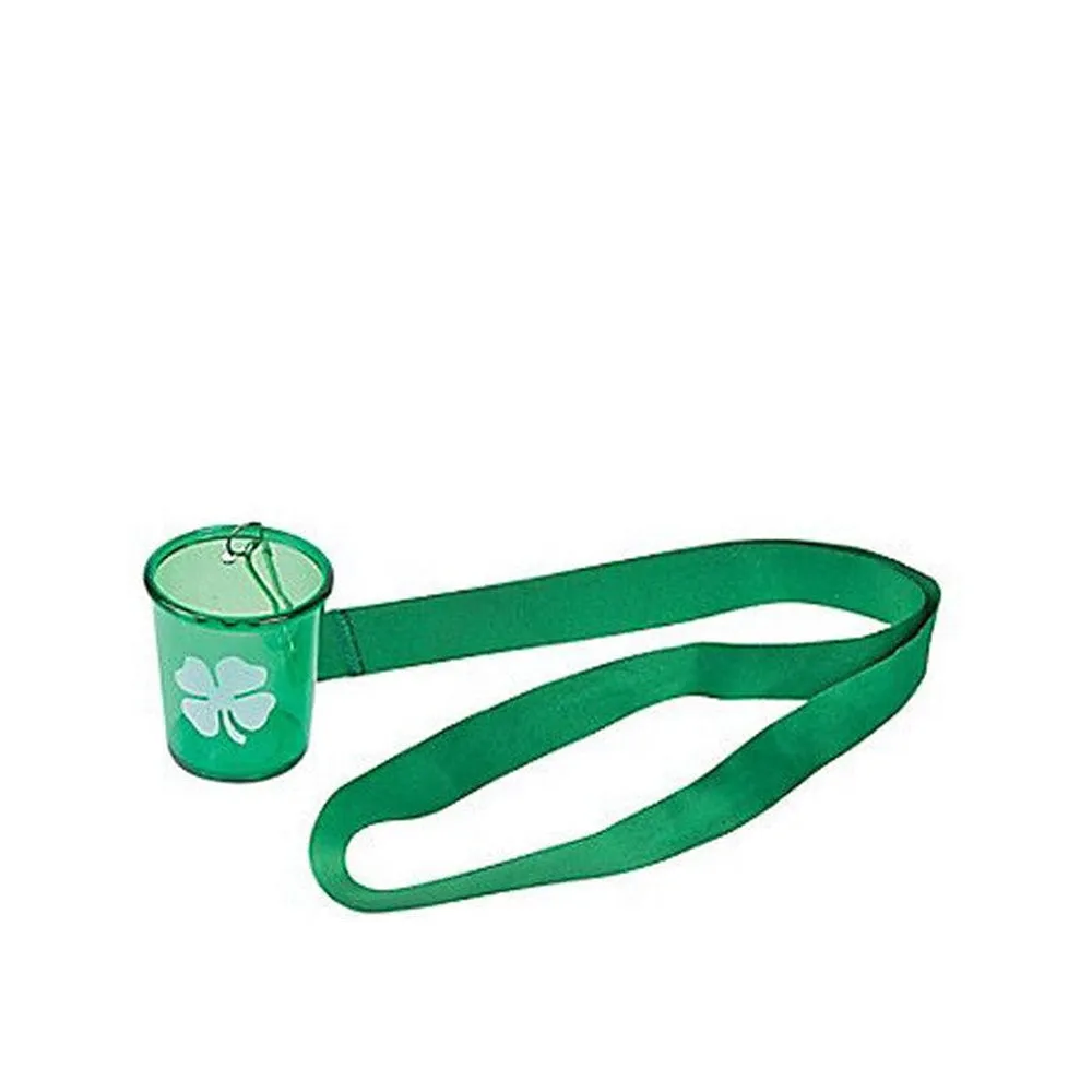 Shamrock Design Green Shot Glass with Lanyard (1 dz)