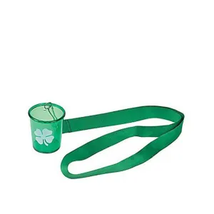 Shamrock Design Green Shot Glass with Lanyard (1 dz)