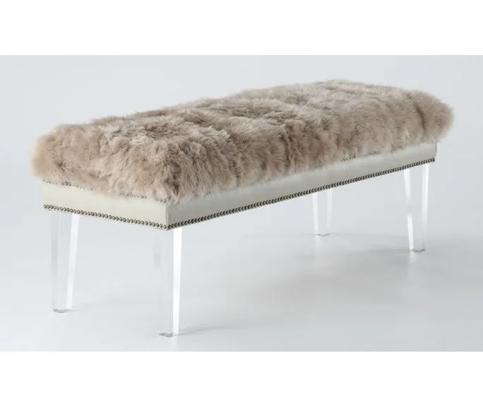 Sheepskin Bench - 48" - Beige