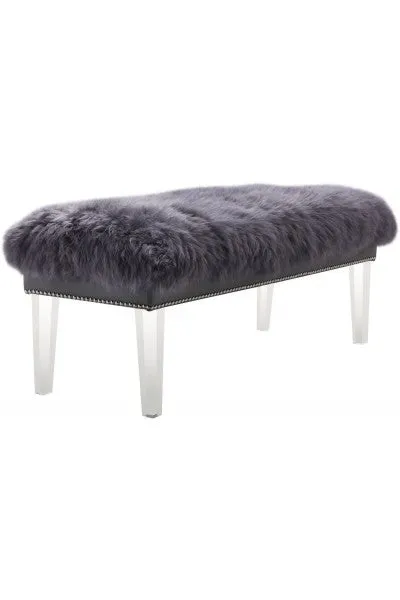 Sheepskin Bench - 48" - Grey