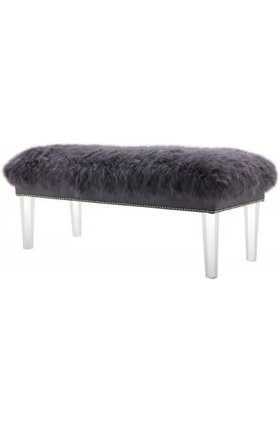 Sheepskin Bench - 48" - Grey
