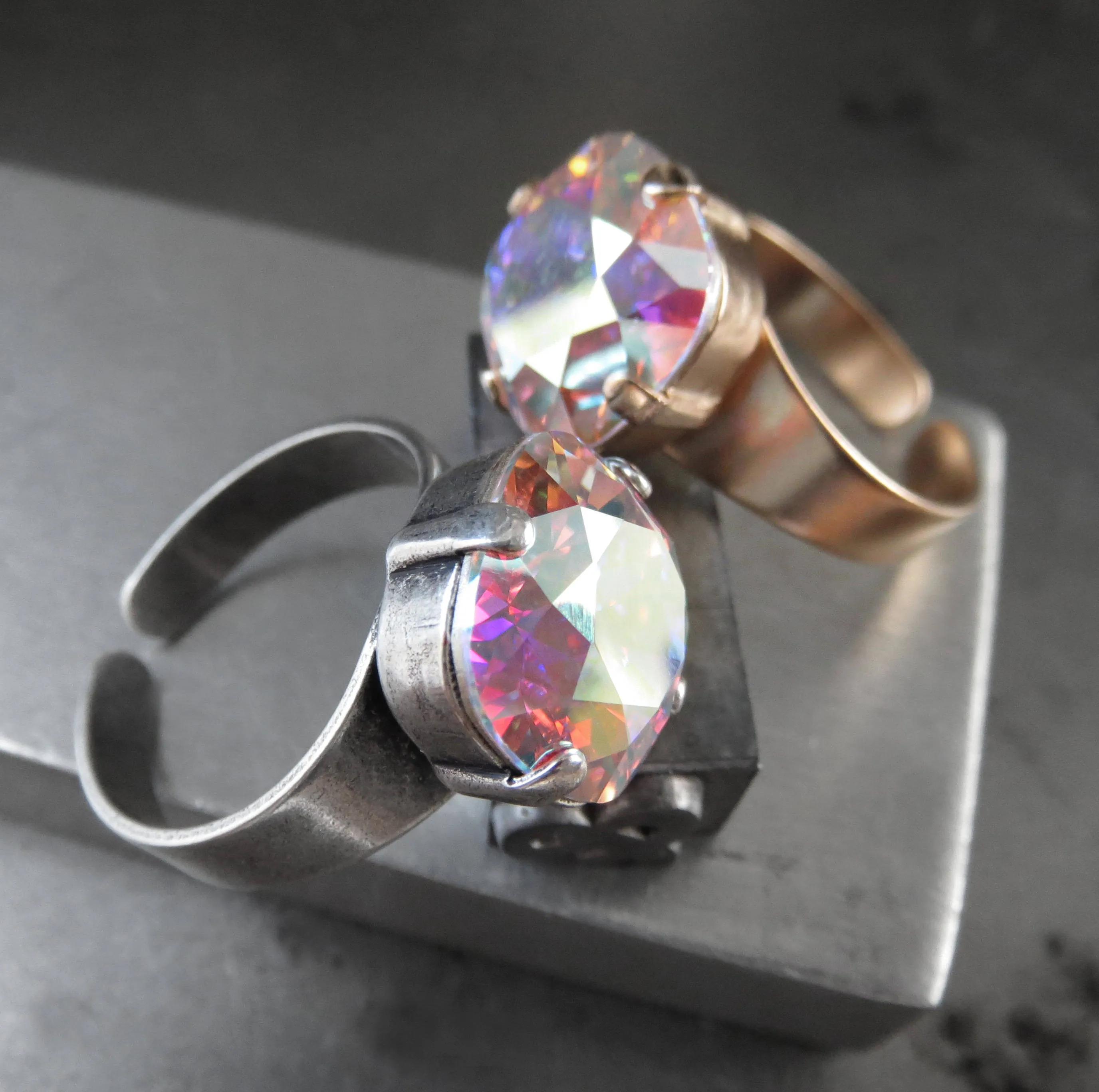 SHIMMER SILVER - Sparkling Ring with AB Crystal