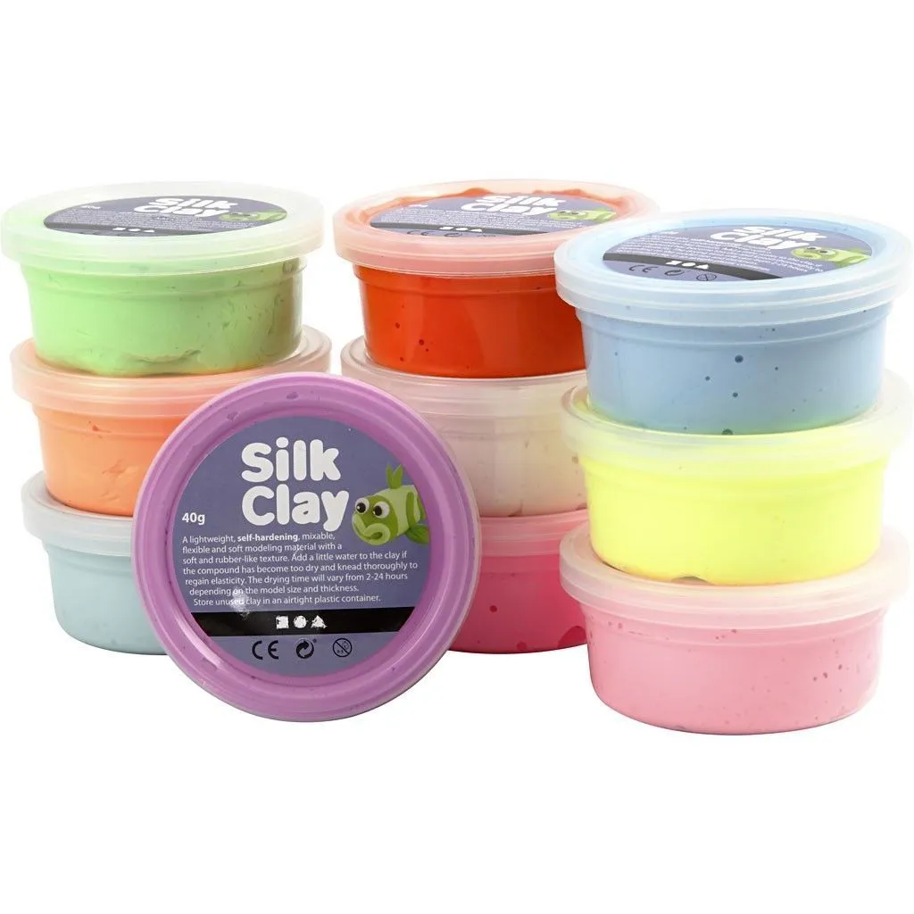 Silk Clay Pliable Lightweight Modelling Compound In Plastic Tub 40 g - Set 2