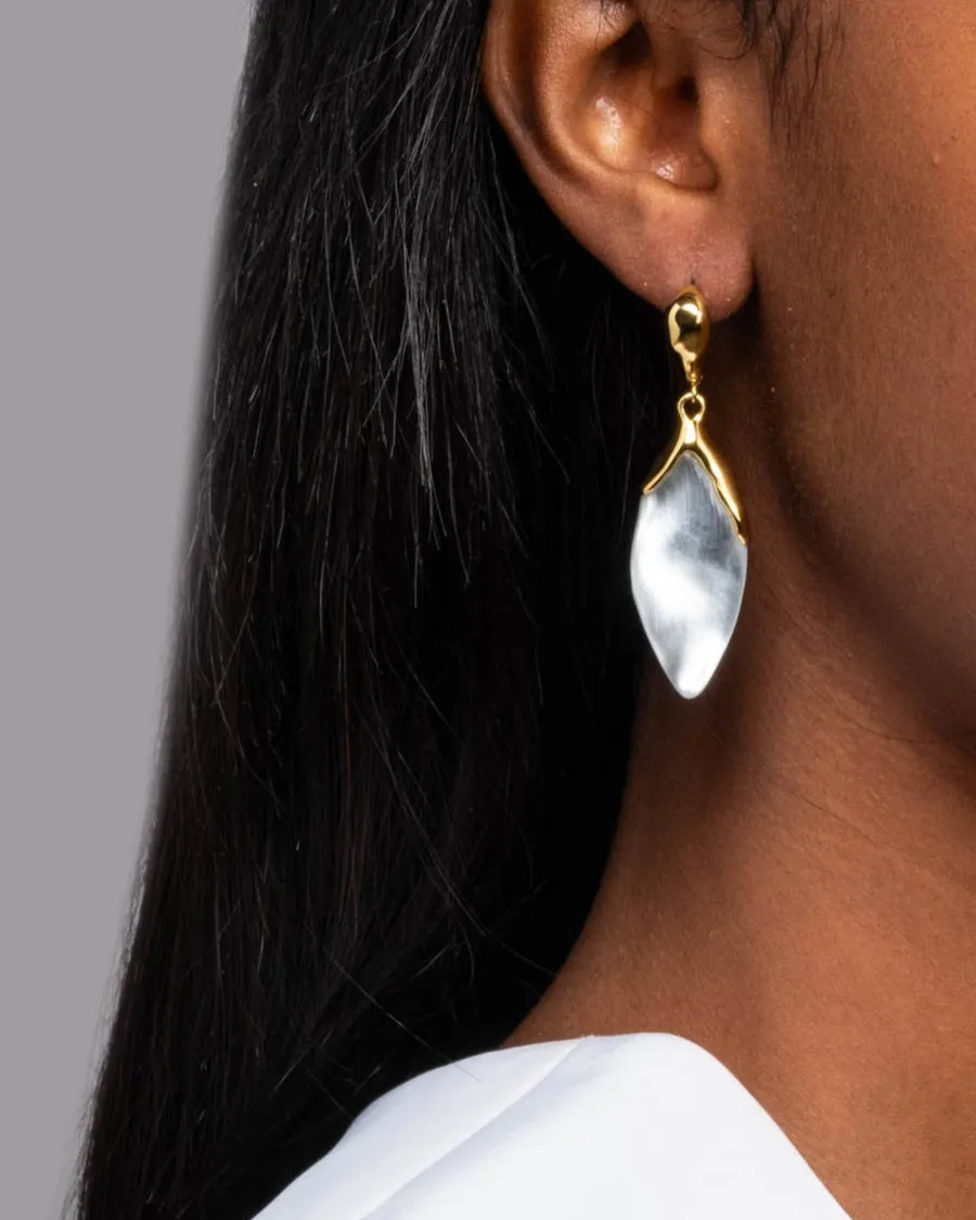 Silver Luminous Lucite Petal Leverback Earring