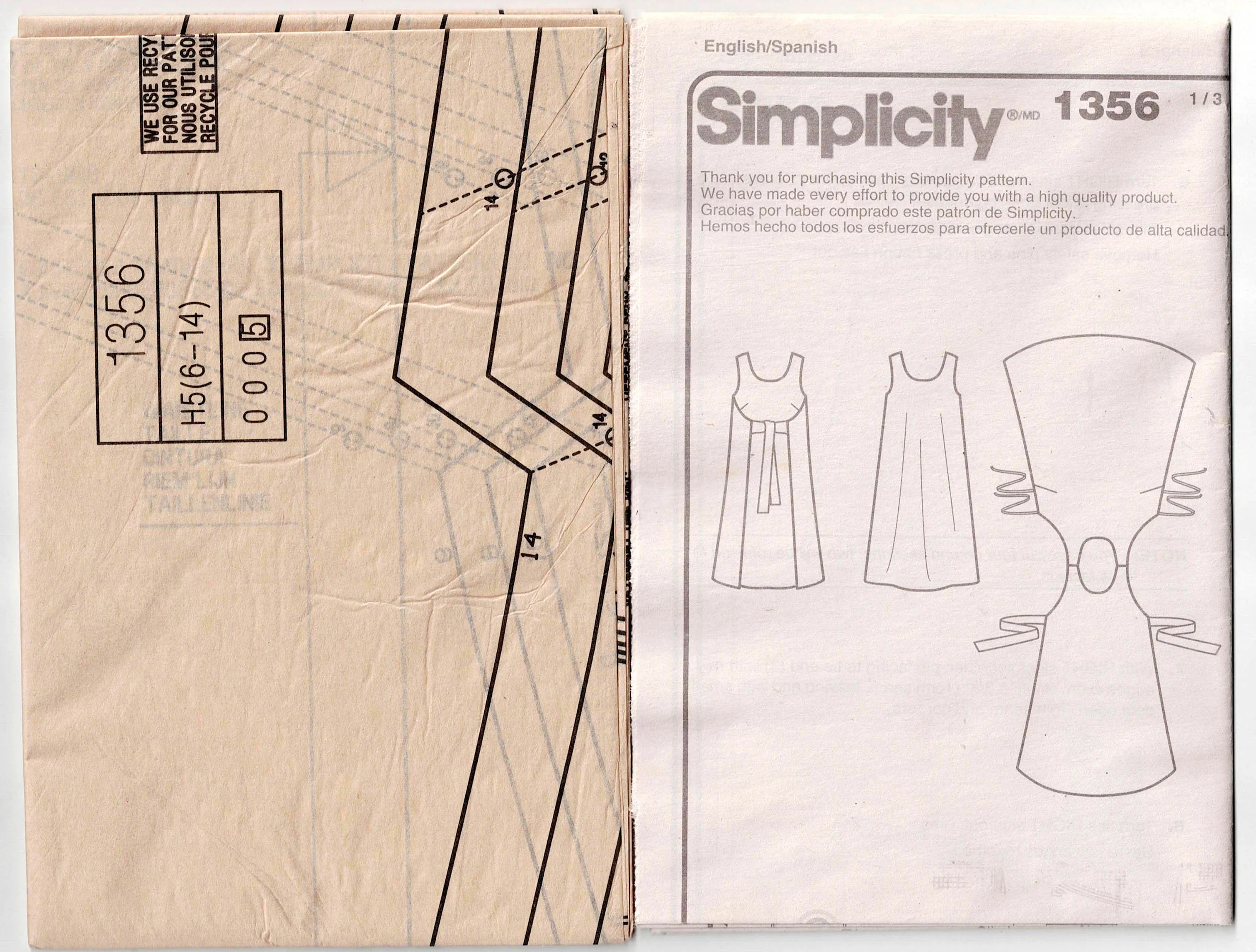 Simplicity 1356 Womens EASY Retro Reversible Wrap Dress Sewing Pattern Size 6 - 14 UNCUT Factory Folded