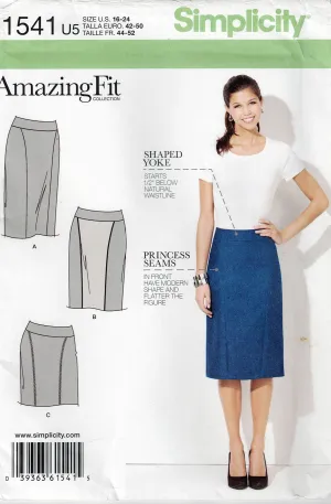 Simplicity 1541 AMAZING FIT Womens Princess Seamed Pencil Skirt Out Of Print Sewing Pattern Size 16 - 24 UNCUT Factory Folded