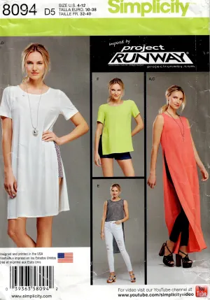 Simplicity 8094 PROJECT RUNWAY Womens Knit Tunics Leggings & Shorts Out Of Print Sewing Pattern Size 4 - 12 UNCUT Factory Folded