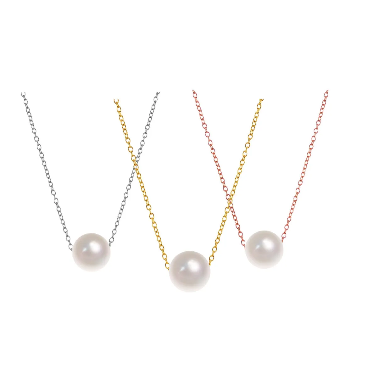 Single Pearl Threaded Chain Necklace