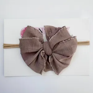 Skinny Mini Ruffled Headband- Mocha
