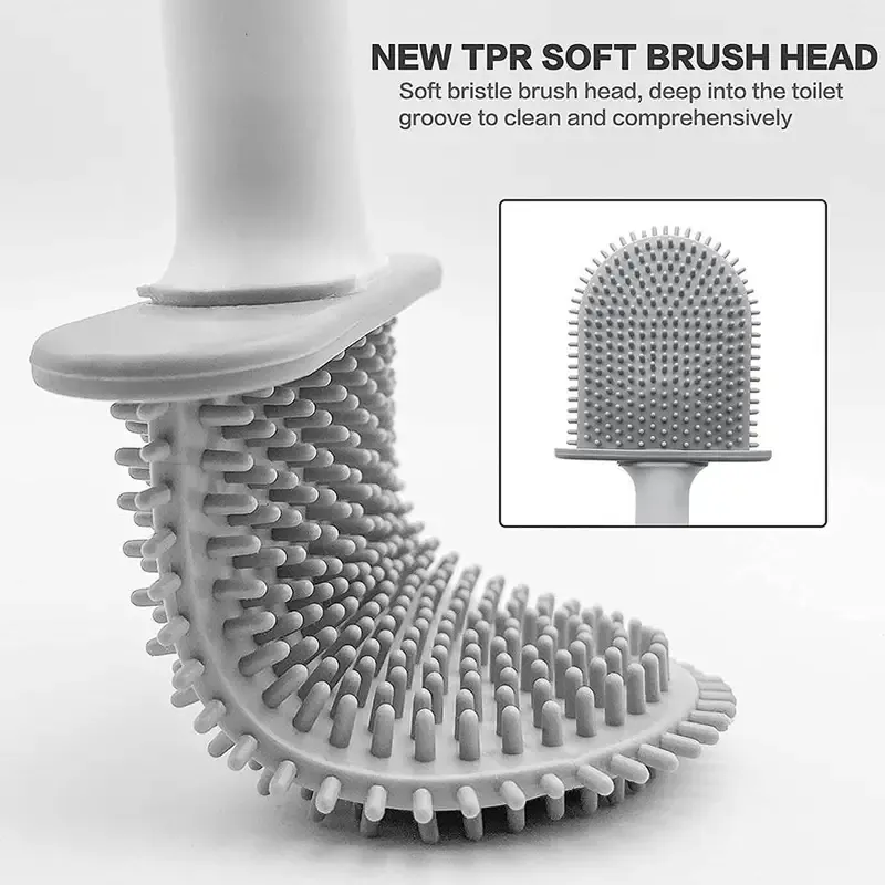 Smart Detachable Silicone Bathroom Toilet Cleaning Brush And Holder