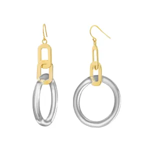 Smoky Lucite Drop Hoop Earrings