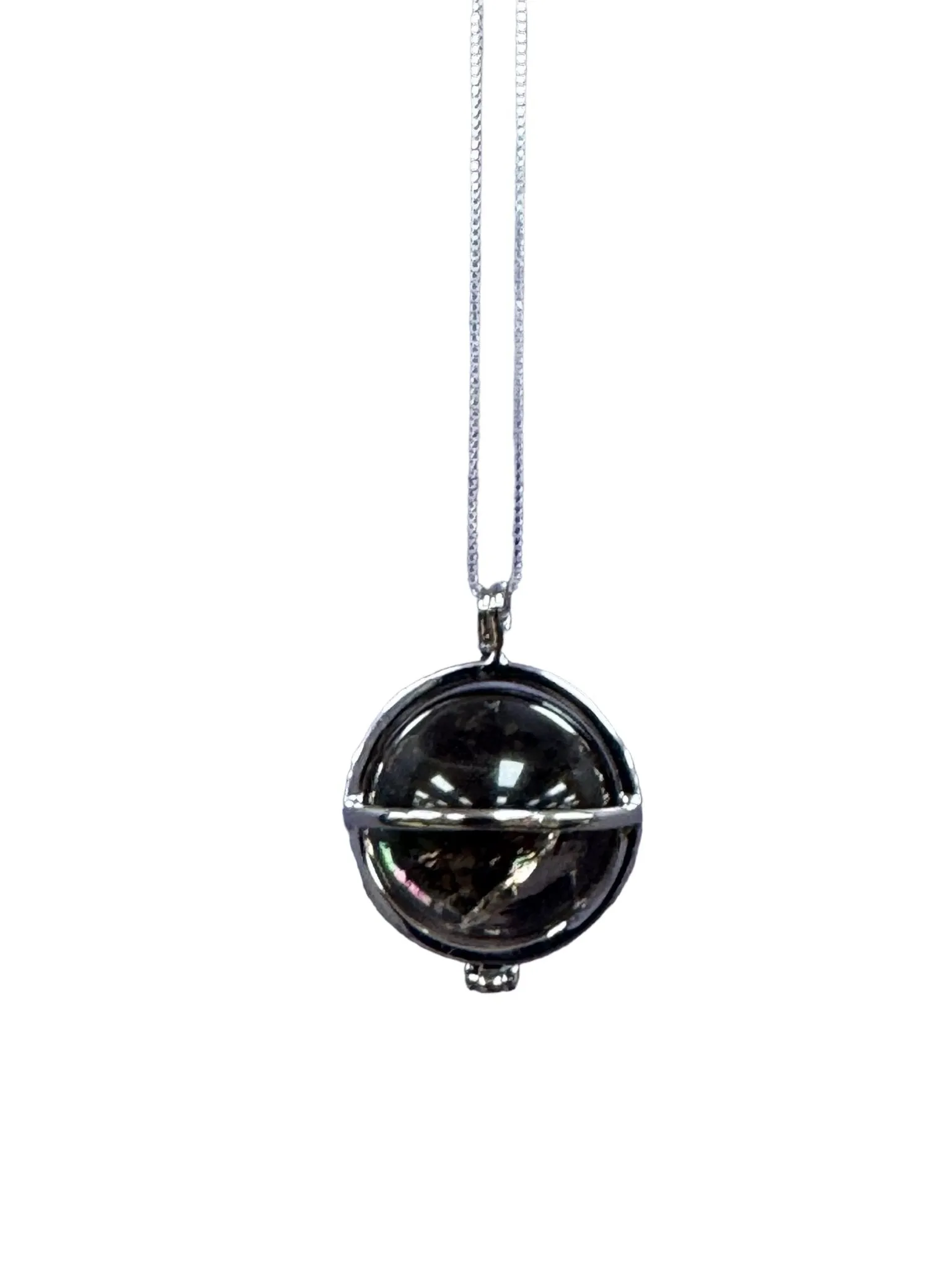 Smoky Quartz Crystal Pendant, Silver 925 Necklace - Rainbow Flash