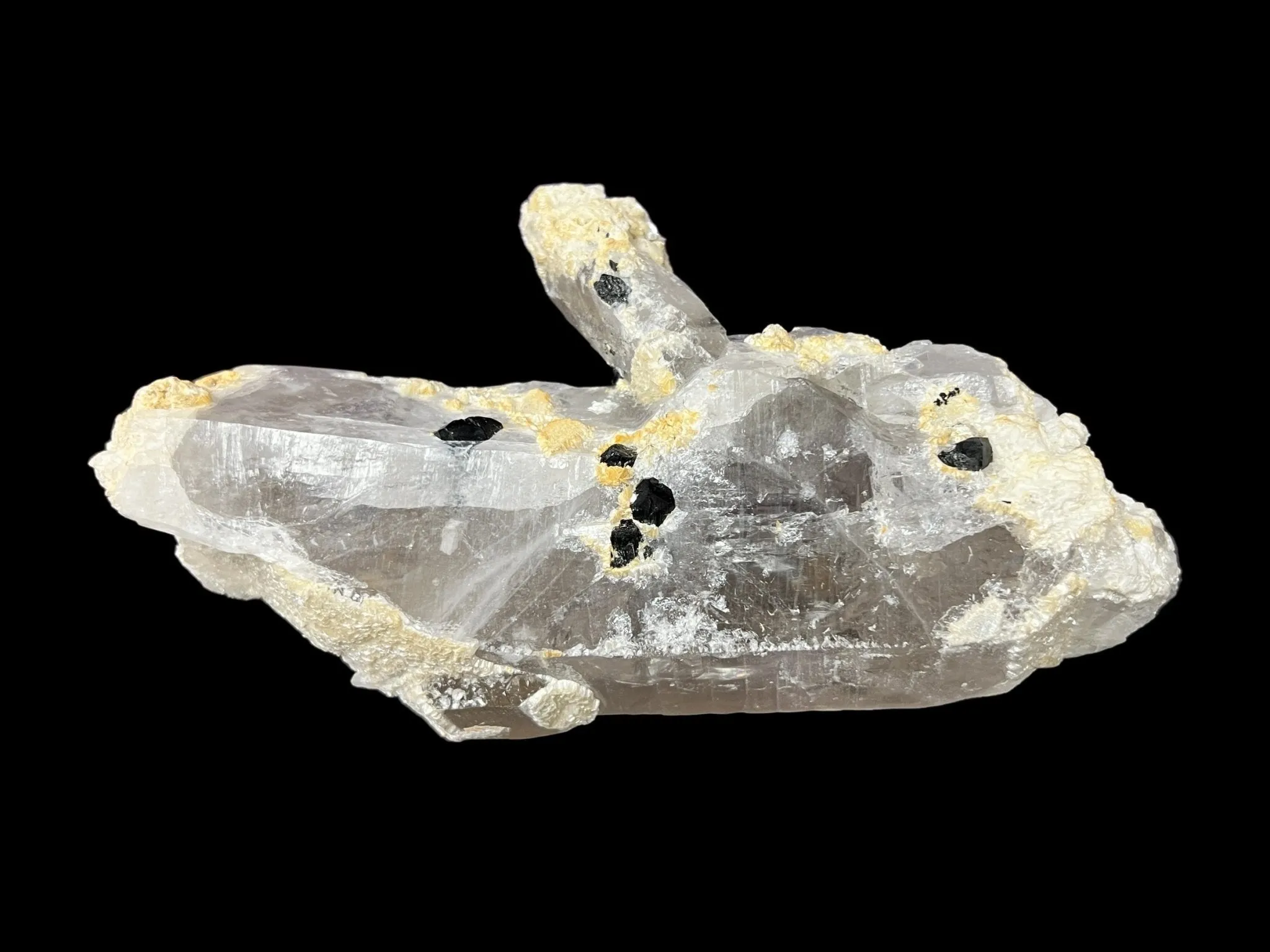 Smoky Quartz Lemurian Point with Schorl (Black Tourmaline) Crystals - 691 grams
