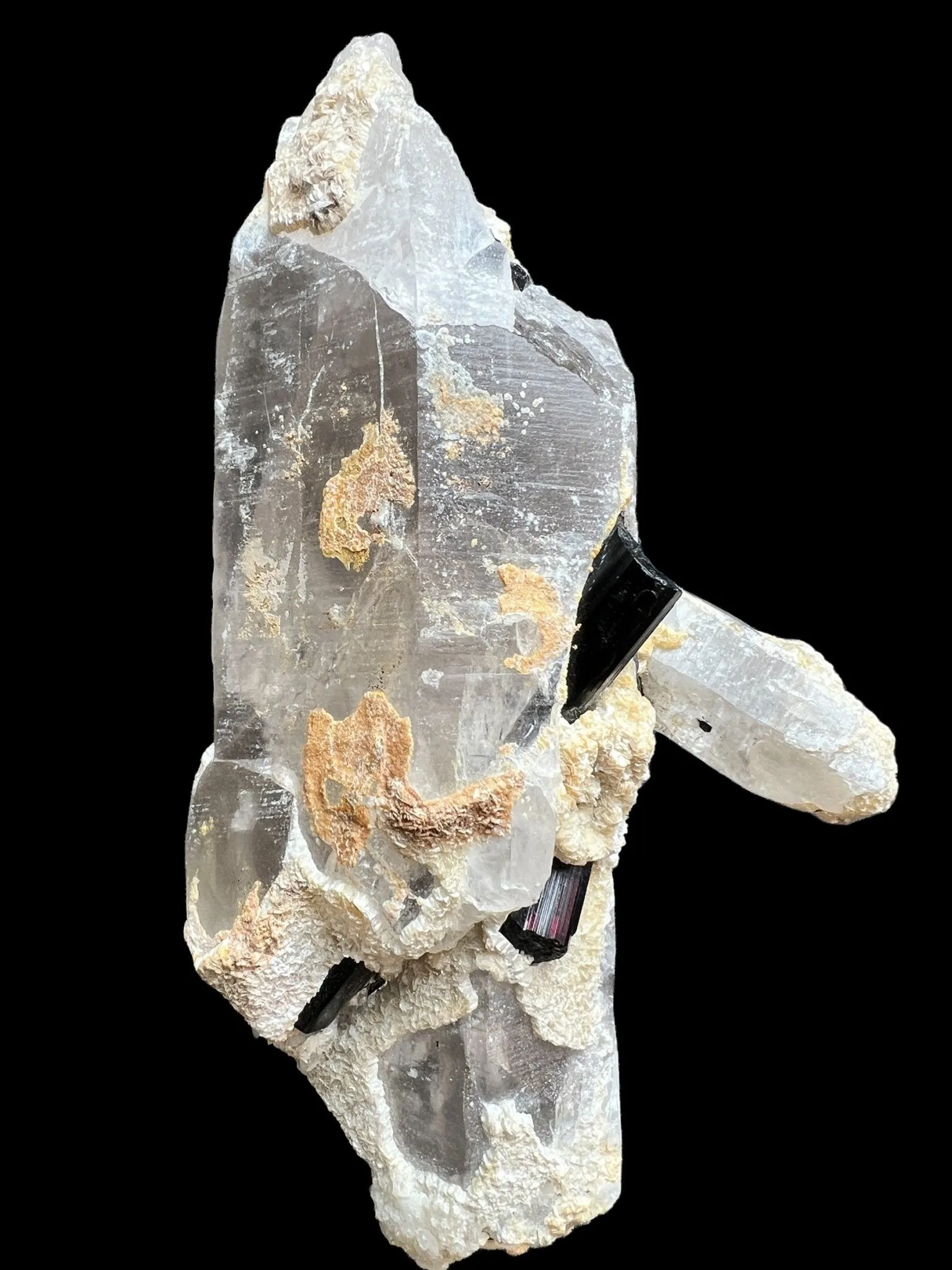 Smoky Quartz Lemurian Point with Schorl (Black Tourmaline) Crystals - 691 grams