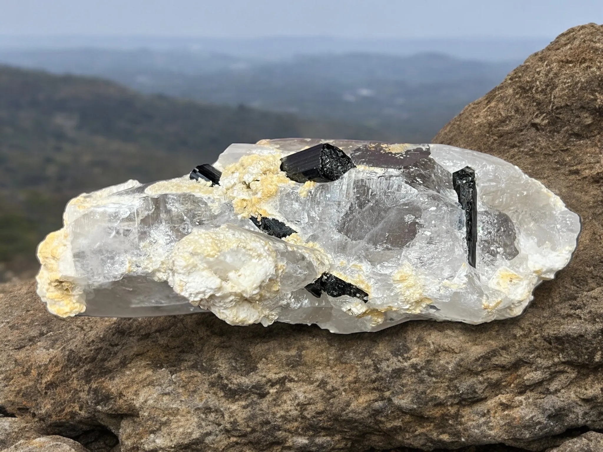 Smoky Quartz Lemurian Point with Schorl (Black Tourmaline) Crystals - 691 grams