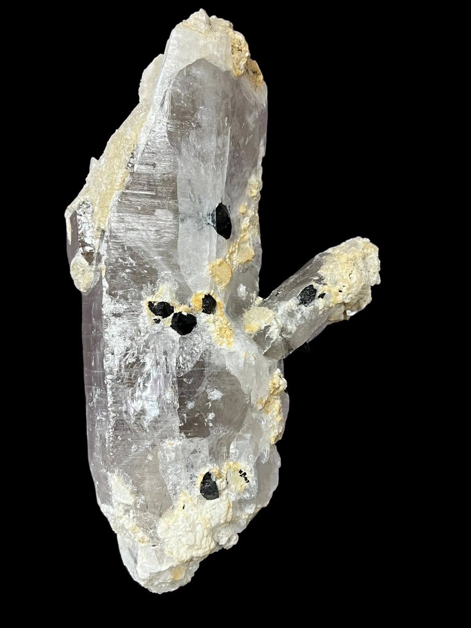 Smoky Quartz Lemurian Point with Schorl (Black Tourmaline) Crystals - 691 grams
