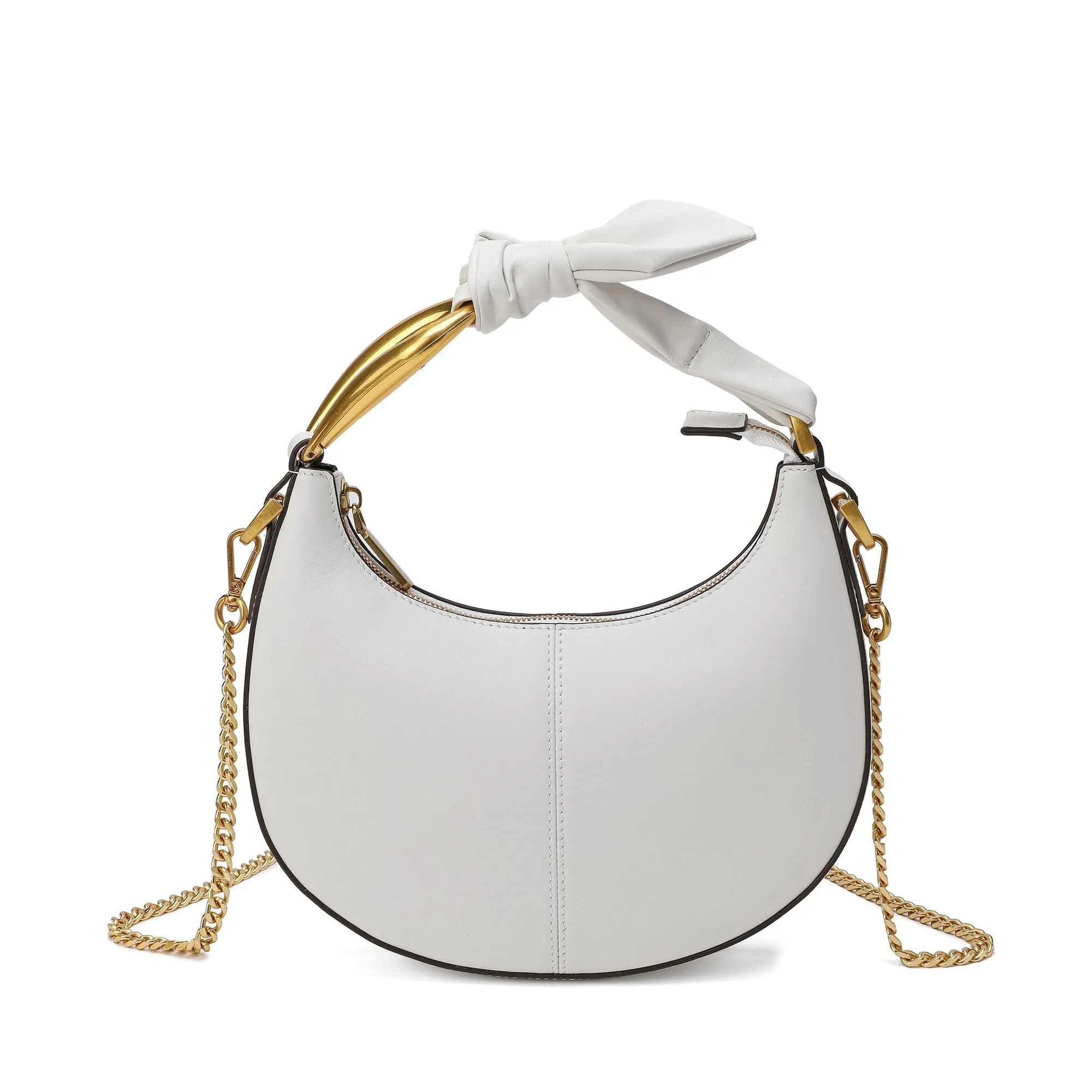 Smooth-Leather Decorated-Handle Bag