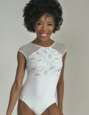 So Danca Adult RDE-2618 White Floral Mesh Leotard
