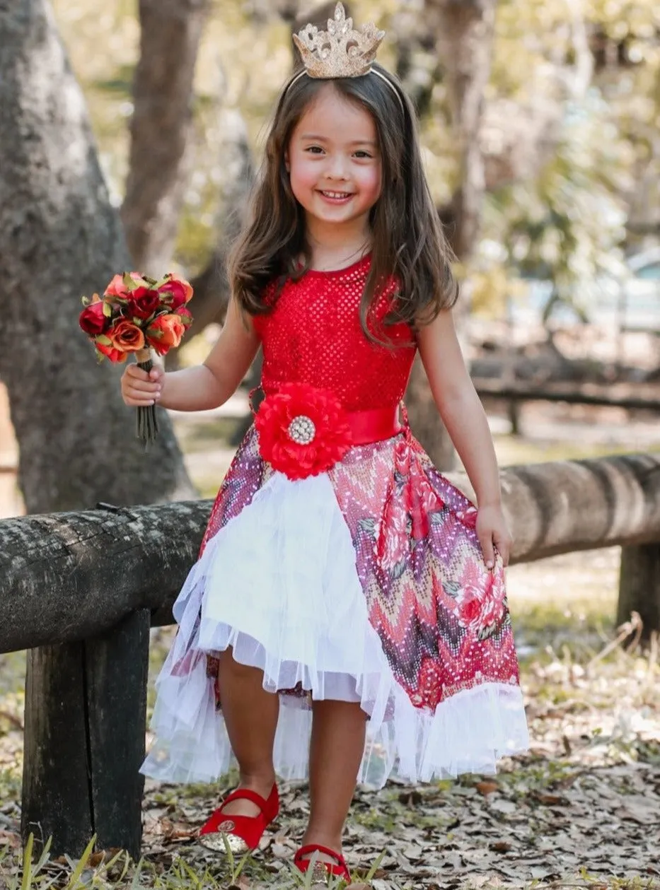 Sparkle Flower Hi-Lo Party Dress