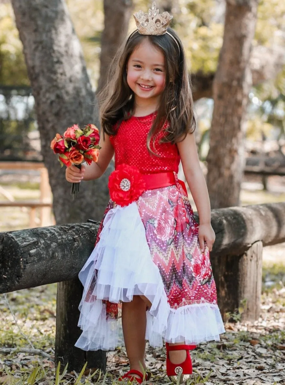 Sparkle Flower Hi-Lo Party Dress