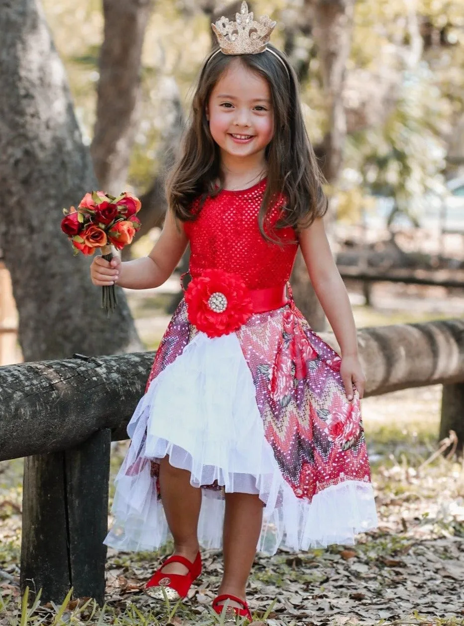 Sparkle Flower Hi-Lo Party Dress
