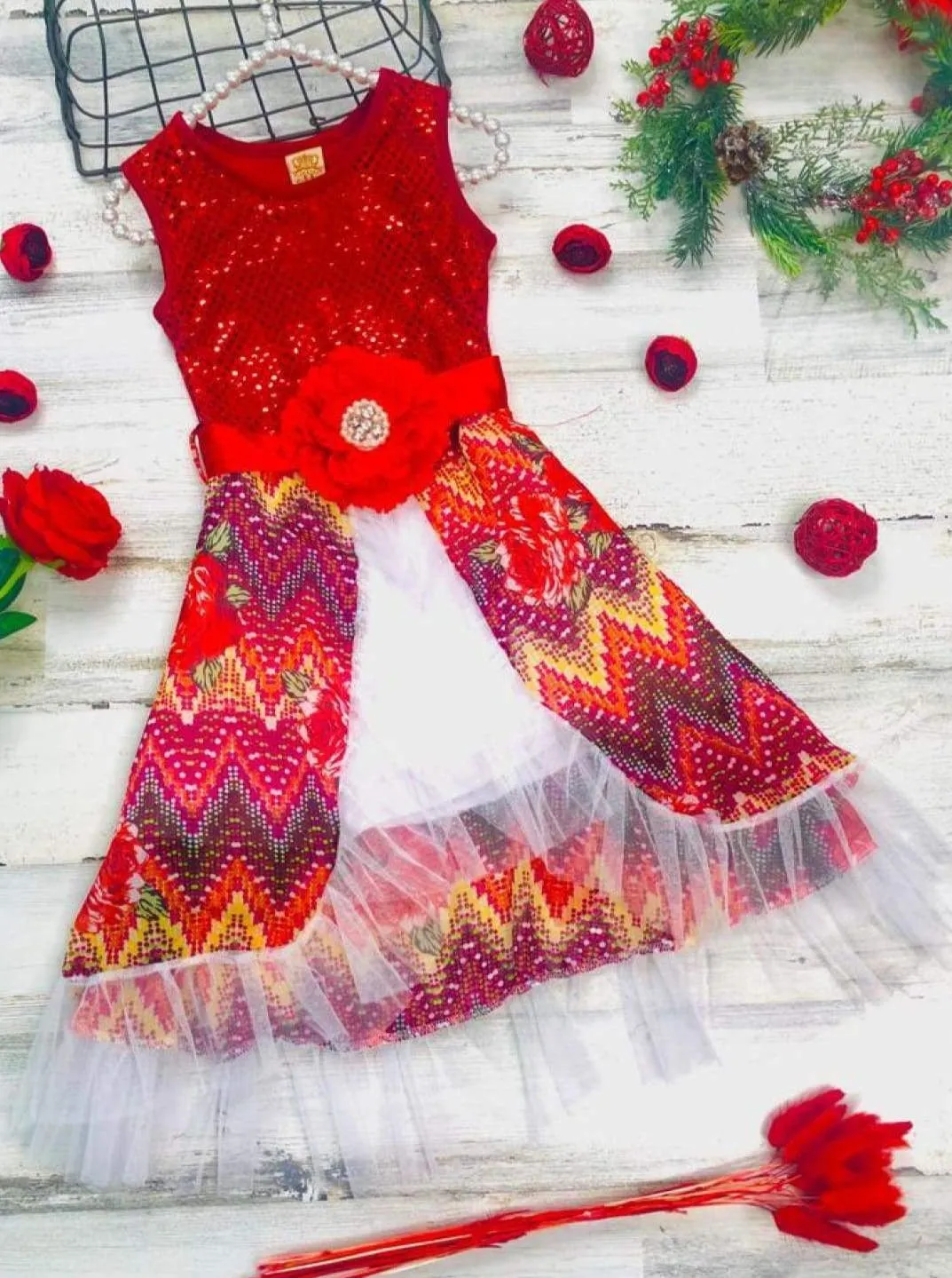 Sparkle Flower Hi-Lo Party Dress