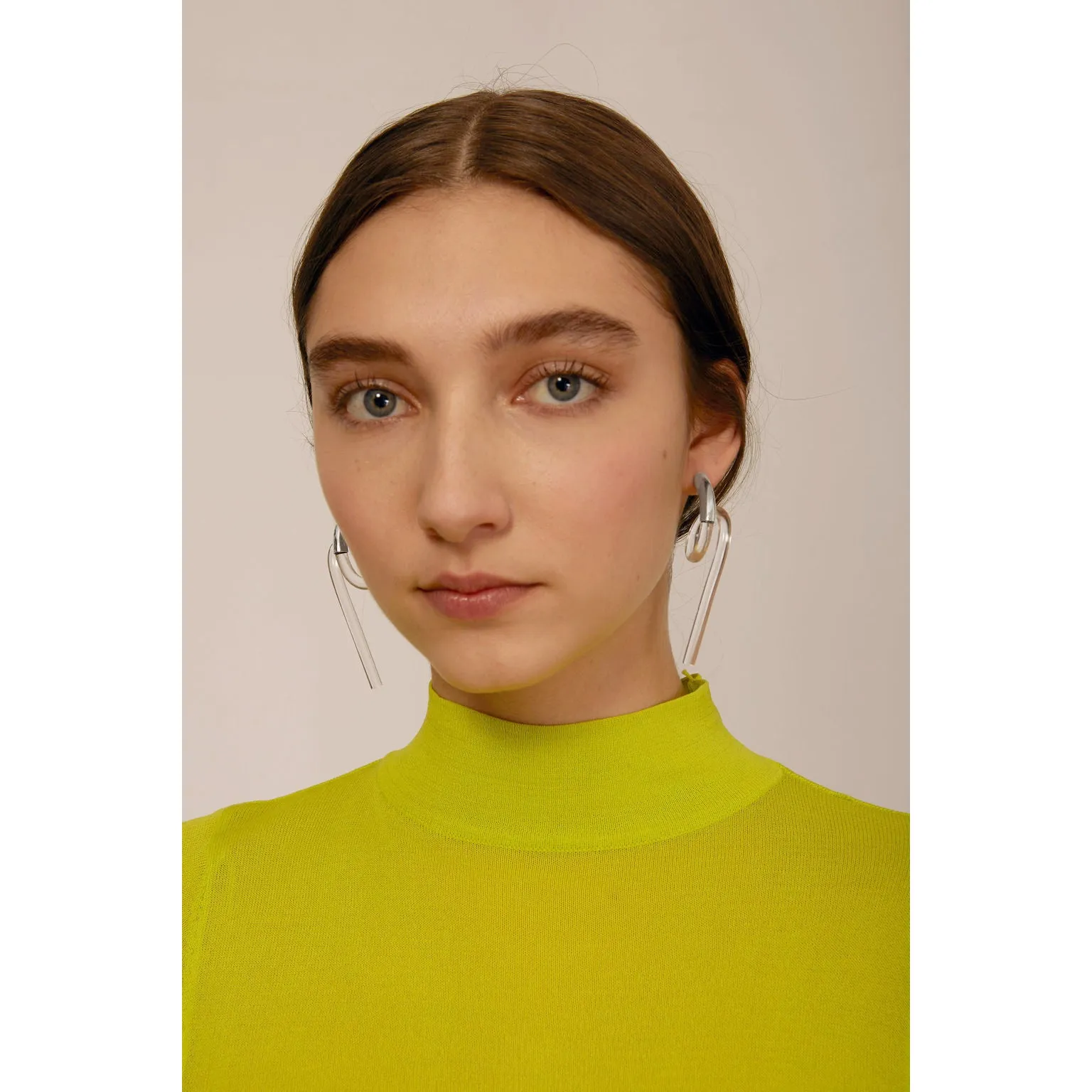Spiral Lucite Earrings in Rhodium and Clear