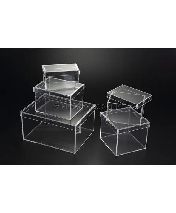 Square  Lucite Box W/Lid