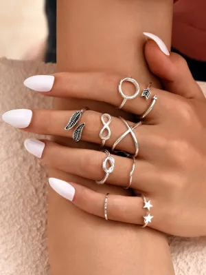 Star and leaf decorated ring 9pcs  - FD ⚡