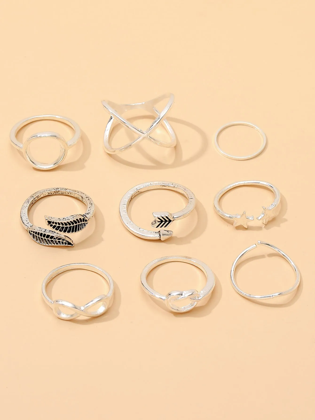 Star and leaf decorated ring 9pcs  - FD ⚡