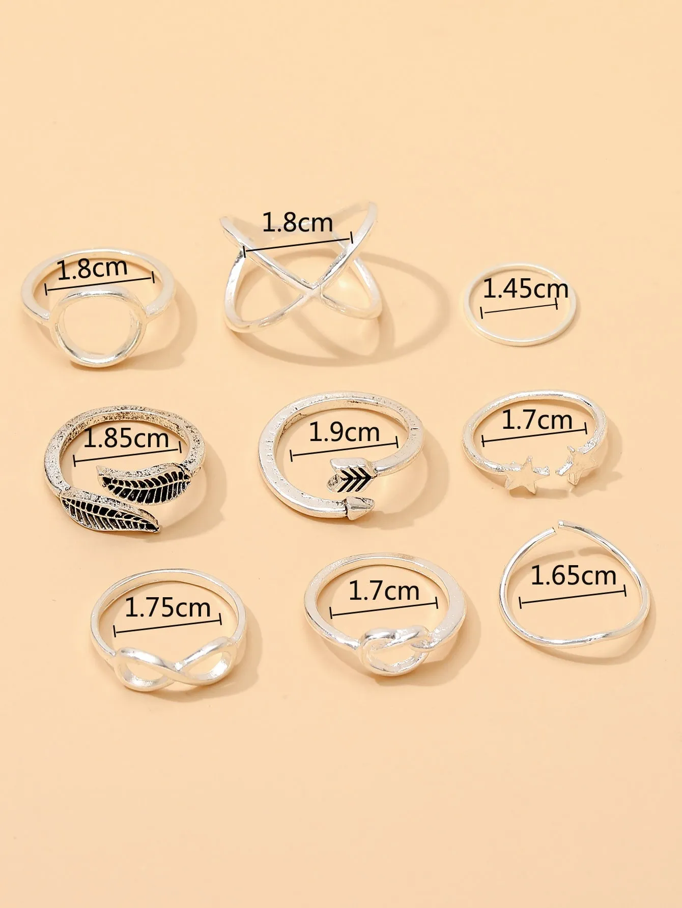 Star and leaf decorated ring 9pcs  - FD ⚡