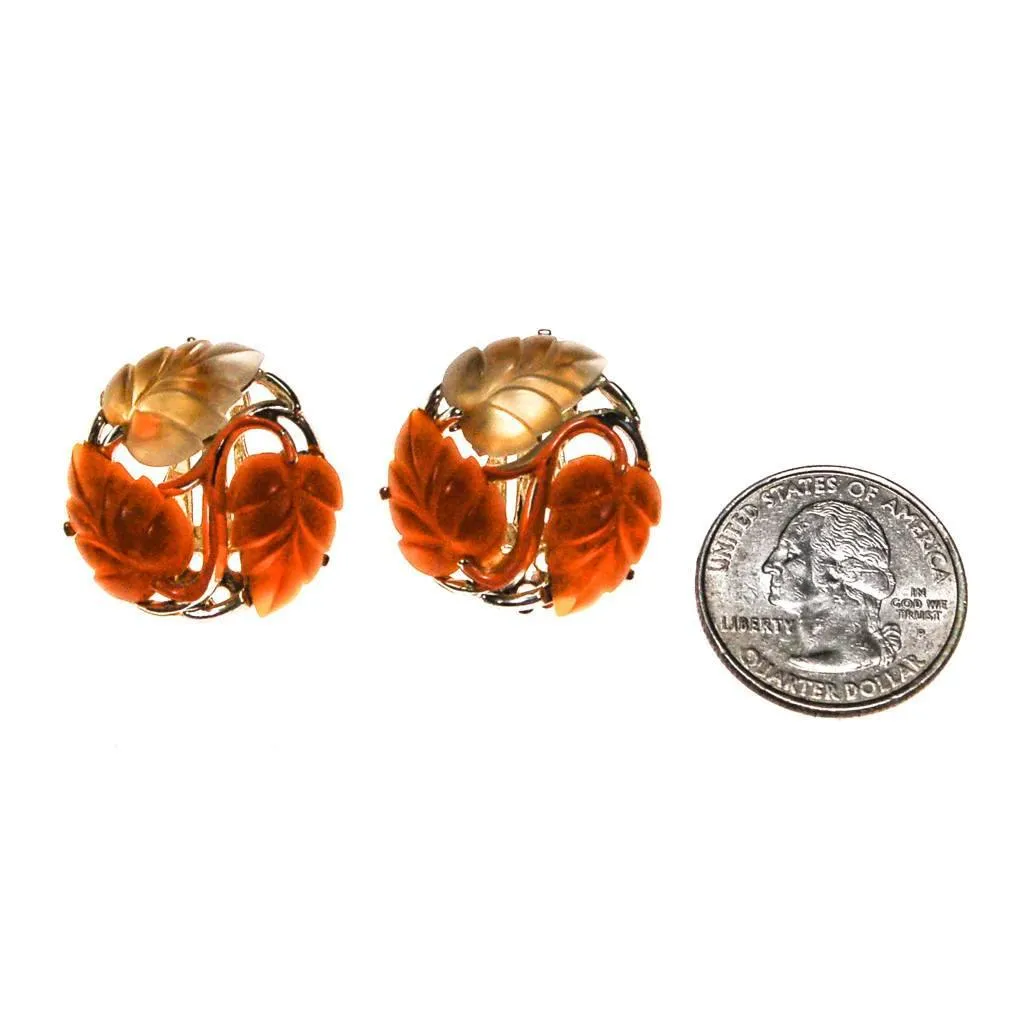 STAR Orange and Yellow Lucite Leaf Earrings