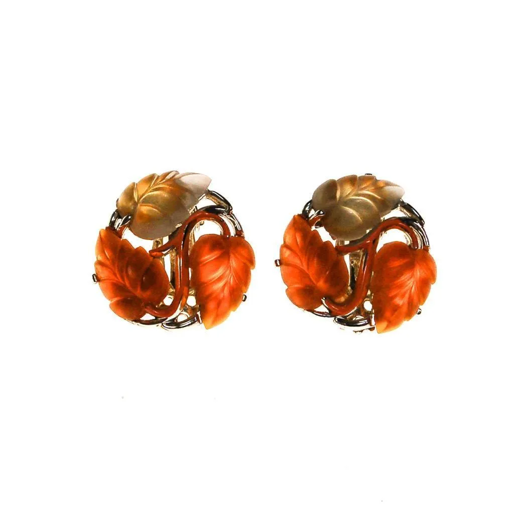 STAR Orange and Yellow Lucite Leaf Earrings