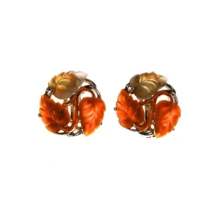 STAR Orange and Yellow Lucite Leaf Earrings
