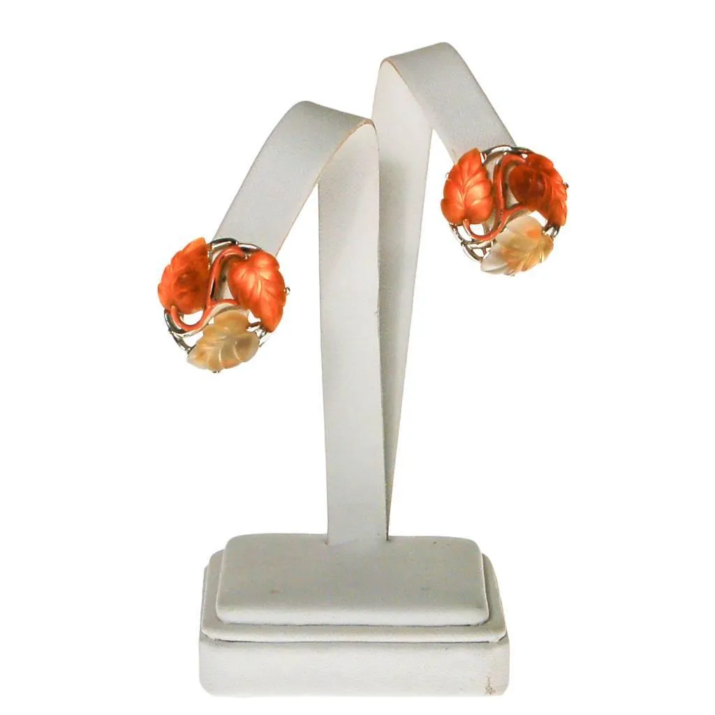 STAR Orange and Yellow Lucite Leaf Earrings