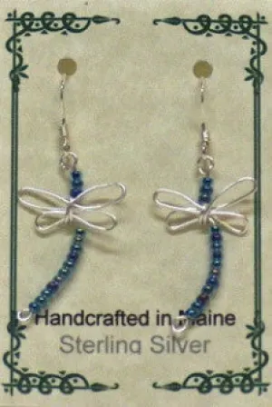 Sterling Silver Wire Dragonfly Earrings