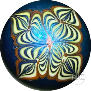 Steven Smyers Northern Star 1975 Glass Art Paperweight Iridescent Surface Decorated Pulled Feather Decoration