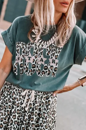 Stone Blue ROCK STAR Folded Sleeve Graphic Tee