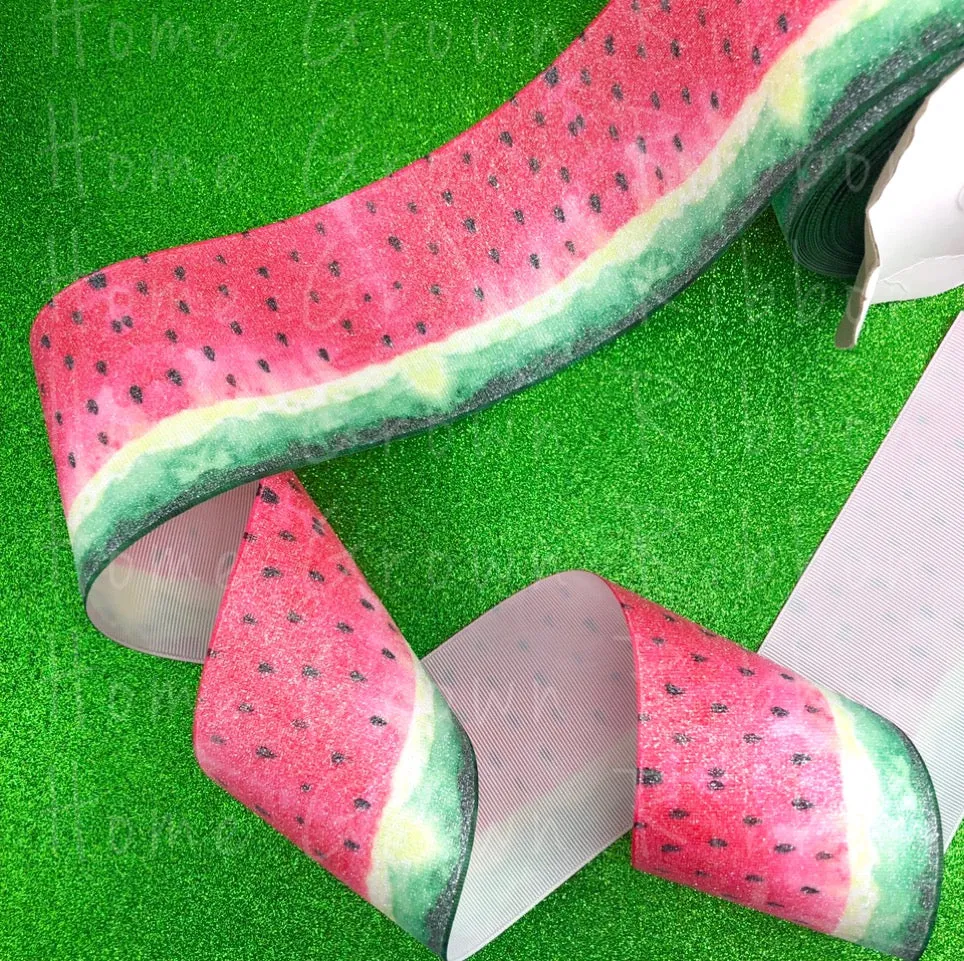Super Soft Glitter Watermelon Grosgrain Ribbon USDR 3 Inch