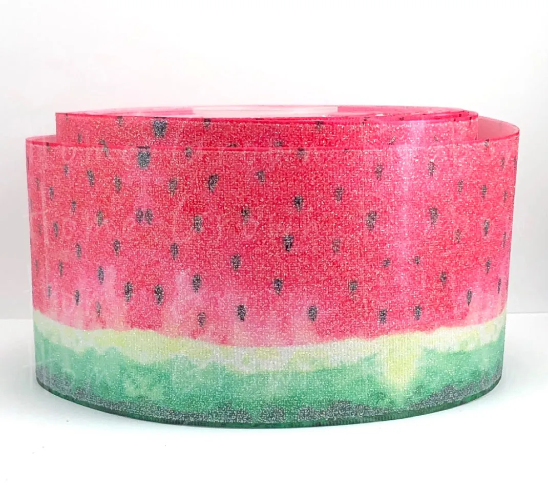 Super Soft Glitter Watermelon Grosgrain Ribbon USDR 3 Inch